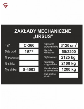 Tabliczka znamionowa URSUS...