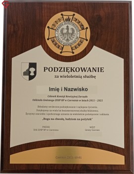 Podziękowanie dla strażaka.