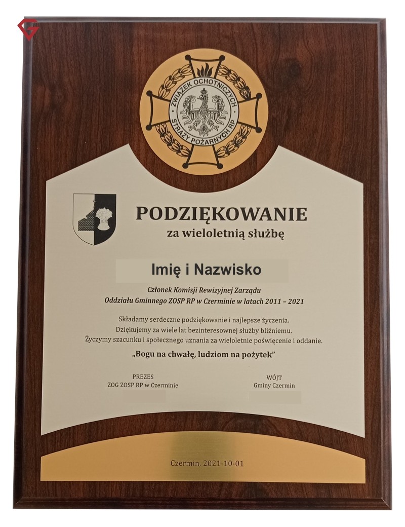 Podziękowanie dla strażaka.